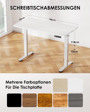 Електричний регульований стіл ErGear 140x70 см з пам'яттю, для дому та офісу, з кріпленням