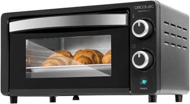Електрична піч Cecotec Bake&Toast 1090 Black, 10 л, 1000 Вт, таймер 60 хв, регулювання температури до 230ºC, дека, решітка-гриль та щипці з ручкою