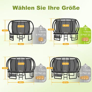 Батут Devoko вуличний Ø305 см з захисною сіткою та драбиною, чорний - Дитячий садовий батут з сертифікатом GS