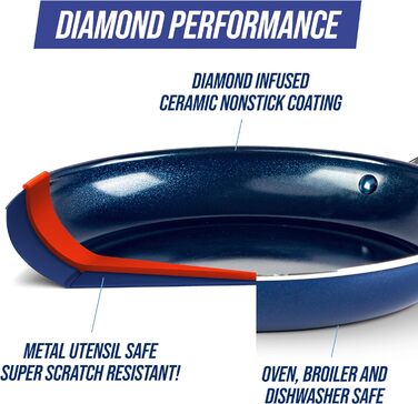 Сковорода Blue Diamond 24,1 см, індукційна, без вмісту PFAS, можна мити в посудомийній машині, можна використовувати в духовці
