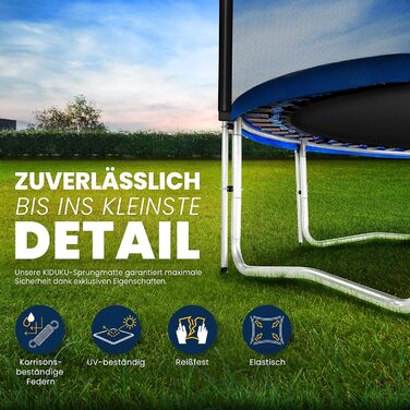 Батут KIDUKU Ø 244/305/366/427 см з сіткою, драбиною та захисним покриттям | Для дітей та дорослих до 150 кг | Садовий батут