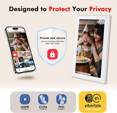 Цифровий фоторамка FRAMEO з Wi-Fi, 32 ГБ, 10,1 дюйма, IPS LCD, сенсорний екран, Smart Cloud, автоматичне обертання, підключення до Frameo App (15,6 дюйми, білий)