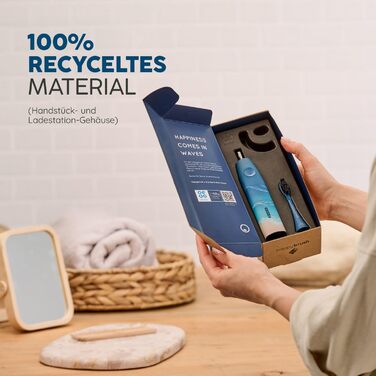 Електрична звукова зубна щітка happybrush® Eco Vibe 3+ – Чорний (Ocean) – Комплект з насадками, 2 роки гарантії