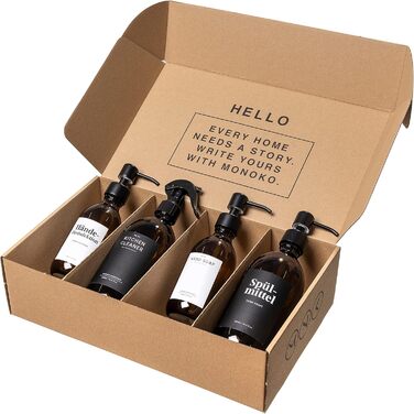 Набір дозаторів для мила MONOKO (4 шт.) з нержавіючої сталі, 500 мл, коричневий