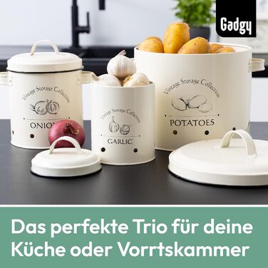 Набір контейнерів для зберігання картоплі, цибулі та часнику Gadgy | 3 шт. | Сільський стиль