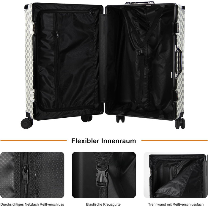 Набір валіз HOMELUX 3 шт. (M-L-XL) з ABS-пластику, срібний, з візерунком, з жорсткою обшивкою, на коліщатках