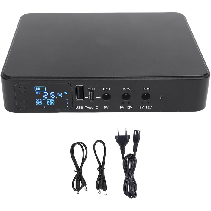 UPS джерело безперебійного живлення, акумуляторний блок живлення 10400mAh USB Type-C з цифровим дисплеєм для камер, роутерів (EU-штекер)