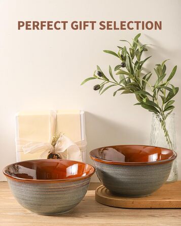 Набір керамічних мисок для перемішування Hasense, 2.1/1.0/0.5 Qt, ручної роботи, для салатів, кухні, зберігання, випічки, мікрохвильовки, посудомийної машини, з додаванням глини, білий (2400 мл)