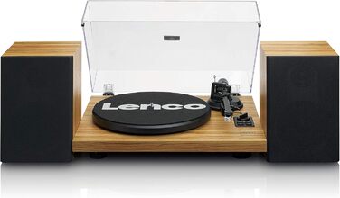 Програвач вінілу Lenco LS-500 Hi-Fi з Bluetooth, зовнішні колонки 2x30 Вт, ремінний привід, автозупинка, вбудований передпідсилювач, корпус із МДФ, дуб