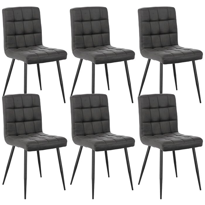 Набір з 6 обідніх стільців Lestarain - м'який стілець з велюру, металеві ніжки, сірий (40x40x86 см)