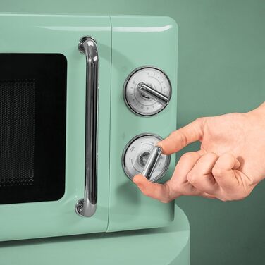 Мікрохвильова піч Cecotec Proclean 3110 Retro Green: механічна, 700 Вт, 6 рівнів, таймер до 30 хв, розморожування, зелений колір, ретро-дизайн