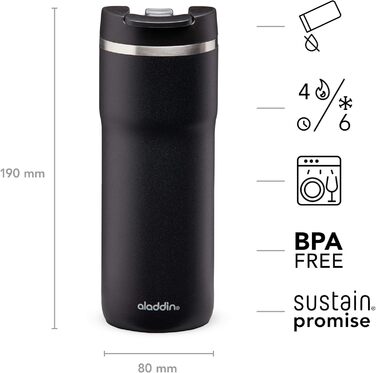 Термокружка Aladdin Barista Java Thermavac 0.47L Lava Black - Зберігає тепло 4 години, не протікає, з нержавіючої сталі, BPA Free, для кави з собою