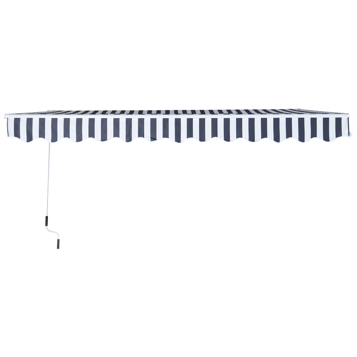 Тент Outsunny Folding Arm з ручною рукояткою 3,5x2,5 м сірий білий сонцезахисний захист з алюмінію та поліестеру для балкона патіо