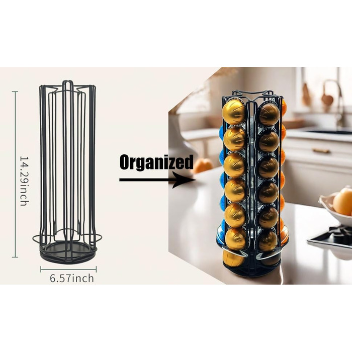 Тримач для капсул Vertuo MaxMiuly (35 шт), обертається, для зберігання капсул кави Vertuo, сумісний з Nespresso (Чорний)