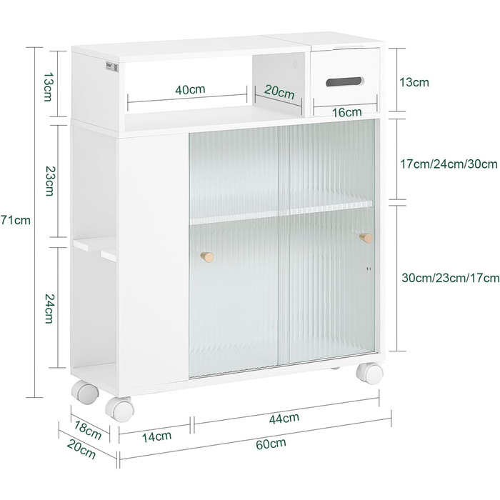 Купити BZR118-W Тумба для ванної вузька, біла, BHT 30x1730см (візок для ніші)