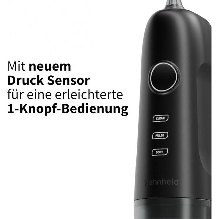 Електрична зубна щітка та іригатор Zahnheld Gero G3 AQUADENT чорного кольору: звукова щітка, очищення міжзубних проміжків, датчик тиску, таймер, USB-C