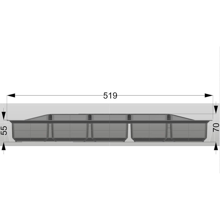 Шухляда для столових приборів Lana 60 мм, 473,5x519 мм, антрацит