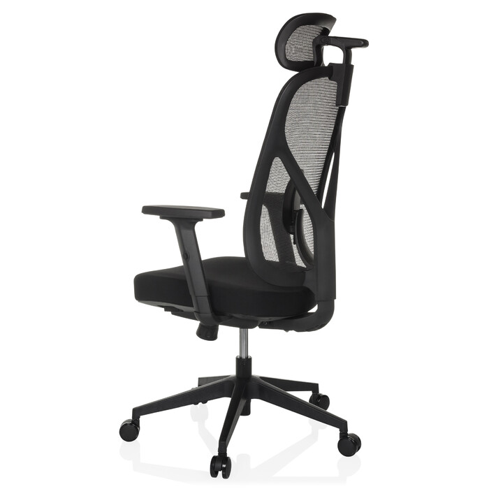 Офісне крісло / Крісло з поворотним механізмом RALOO ECO, сидіння з тканини / спинка з сітчастої тканини, чорного кольору, hjh OFFICE