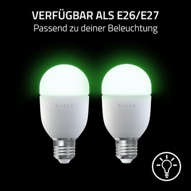 Лампа для монітора Razer Aether Smart Bulb E27 з RGB підсвічуванням для геймінгу, сенсорним керуванням та регулюванням температури кольору та яскравості