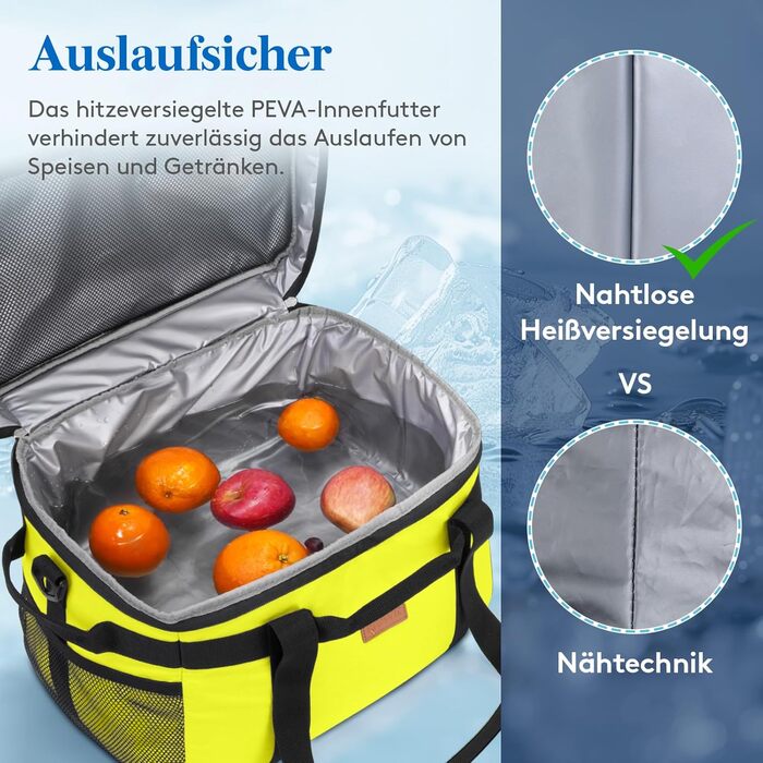 Термосумка-холодильник Lifewit 30л для пікніка та їжі, зелений (50 банок, складана, ізольована)