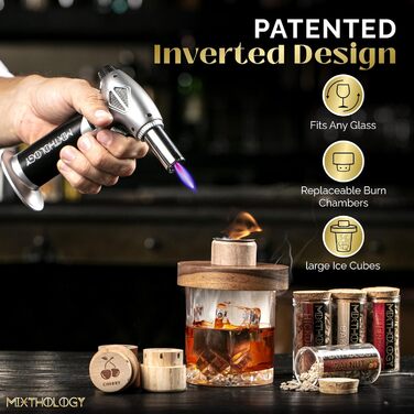 Набір для копчення віскі та бурбона - Old Fashioned & коктейльний димогенератор з пальником Deluxe