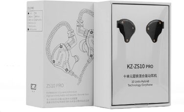 Внутрішньоканальний монітор LINSOUL KZ ZS10 Pro, 5 динаміків, HiFi, знімний 2-контактний кабель, з мікрофоном, темний чорний