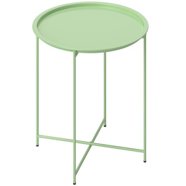 Outsunny Side Table Складаний садовий стіл Ø46 x 50 см Круглий стійкий до погодних умов балконний стіл зі складними ніжками столу Кемпінговий стіл Розкладний стіл Журнальний столик для вітальні, офісу, на вулиці, в приміщенні, зелений