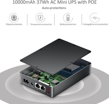 UPS Mini Gigabit POE для роутера, модему, камери спостереження: 5V, 12V, 48V POE (1000Mbps)