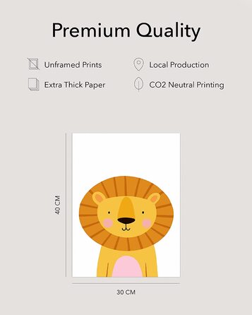 Набір з 6 дитячих постерів Hambient для кімнати дитини: Сафарі Африки (30x40 см, без рамки)