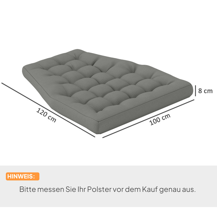 Подушка для саду та вуличних меблів, м'який наповнювач, ідеально підходить для гамаків та гойдалок, сірого кольору