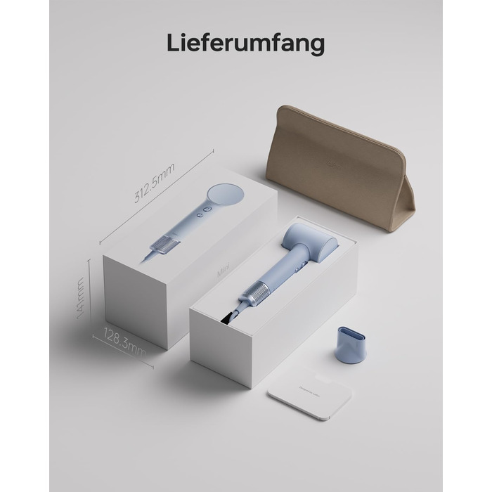 Laifen Mini-Haртрошок, іонний фен з безщітковим мотором 110 000 об/хв для швидкого сушіння, тихий високошвидкісний дорожній фен (Блакитний)