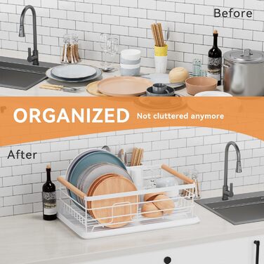 Сушарка для посуду BRIAN & DANY з піддоном, 42x30x15 см, біла