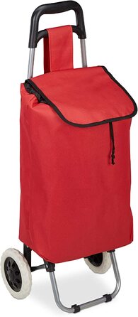 Візок для покупок Relaxday складний, знімна сумка 28 л, візок для покупок з коліщатками HxBxT 92,5 x 42 x 28 см, (червоний)