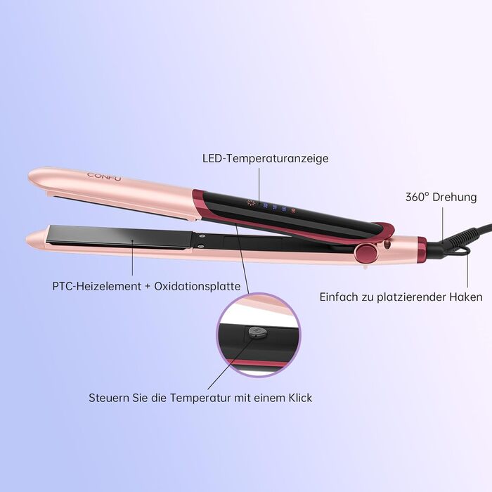 Випрямляч для завивки та випрямлення, випрямляч для волосся CONFU та плойка 2 в 1, керамічний турмаліновий випрямляч для волосся для завивки та випрямлення з РК-дисплеєм з регульованою температурою подвійного натягу ідеально підходить для подорожей