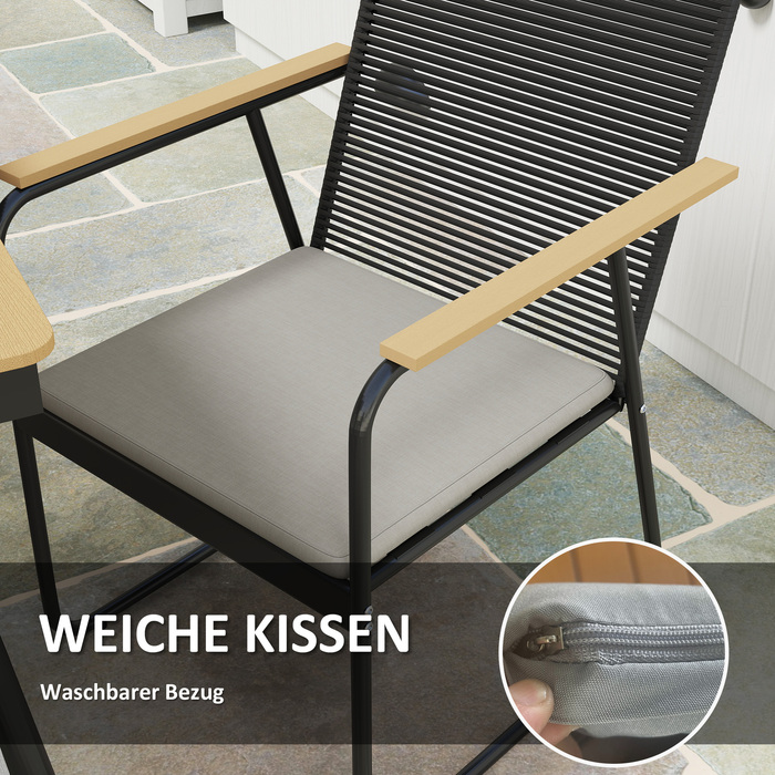 Обідний гарнітур на 6 осіб, 7 предметів: стіл та 6 стільців. Металевий каркас, стільниця з натурального дерева + чорний колір.