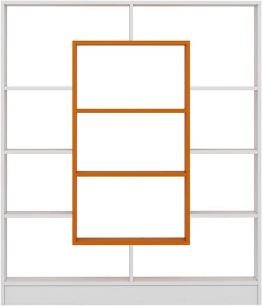 Книжкова шафа Homidea Venus - Стояча полиця - Офісна полиця - Кімнатна полиця для вітальні/кабінету в сучасному дизайні (Білий/Горіх) (Білий / Помаранчевий)