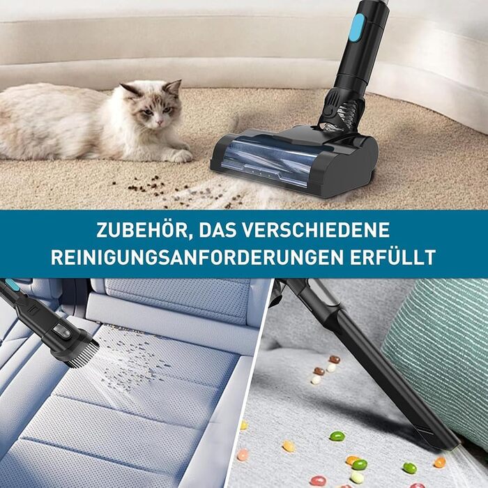 Акумуляторний пилосос, заміна для Makita 18V, 2 x 5.5AH акумулятори, 15000Pa, LED, 1.5L контейнер, для твердих поверхонь, килимів та шерсті тварин