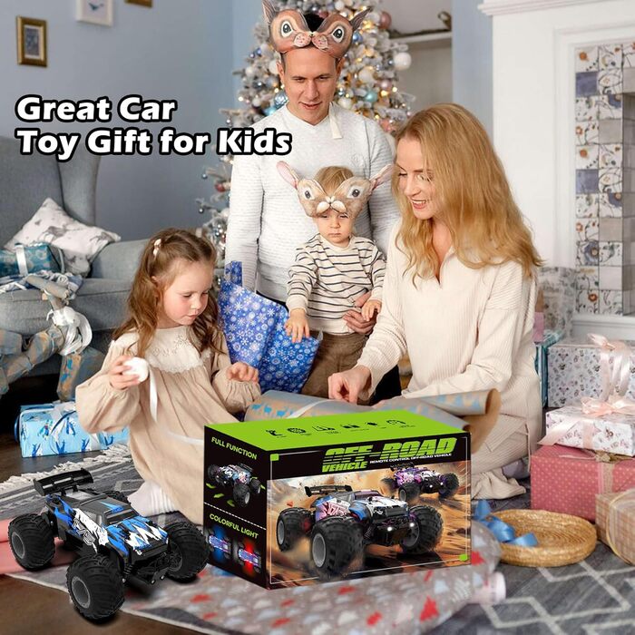 RC Автомобіль Feimuosi 1:18 позашляховик, 2.4GHz, світлодіодне підсвічування, 2 акумулятори, 20 км/год, для дітей та дорослих (Світло-блакитний)