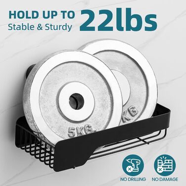 Корзина для душу TAILI з нержавіючої сталі, без свердління, чорна, 2 шт.