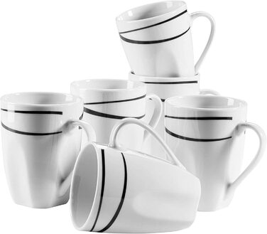 Серія Mser 991366 в Осло, кавові кружки з 6 чашок, великі чашки, класичні, непідвладні часу, елегантні, порцелянові, чорно-білі