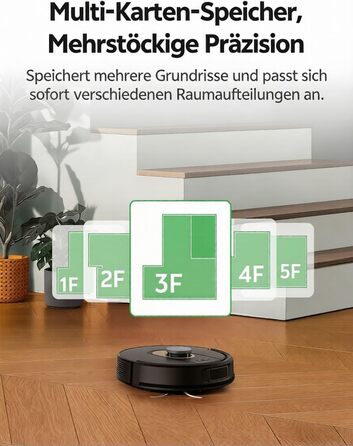 Робот-пилосос Vexilar 8000Pa з функцією миття, LiDAR навігація, 5 карт, 180 хвилин роботи, 50dB, керування через додаток, для твердих поверхонь та килимів (темно-сірий)