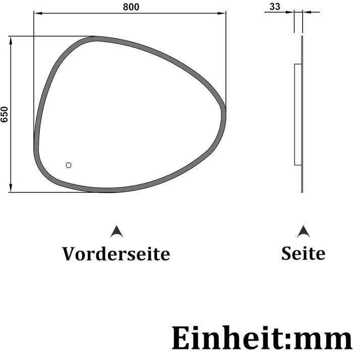 Дзеркало для ванної кімнати Aica LED кругле 50 см, холодний/нейтральний/теплий білий, диммування, функція пам'яті, вимикач/сенсорний вимикач, запобігання запотіванню, автоматичне вимкнення (65 x 80 см)