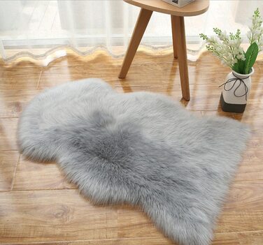 Килимок з штучного хутра ягняти KYRD, килимок з штучного хутра з овчини, килимок для ліжка з штучного хутра, килимок для дивана (сірий, 75 x 120 см)