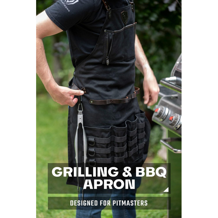 Фартук кухарський Dalstrong Professionelle Kochschürze – чорний, для приготування їжі та грилю, з регульованими лямками та сумкою для зберігання