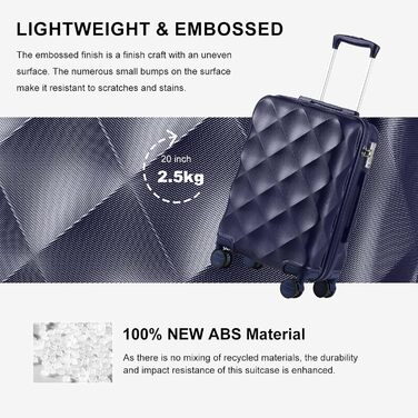 Набір валіз Sea Choice Hardshell 5шт: M, L, XL, + сумка та органайзер, TSA замок, 4 колеса, Рожеве золото (Dunkelblau)