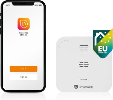 Smartwares Ко-Детектор диму та газу WiFi – 85 дБ, 10 років роботи сенсора, сповіщення через додаток, кнопка тестування, білий