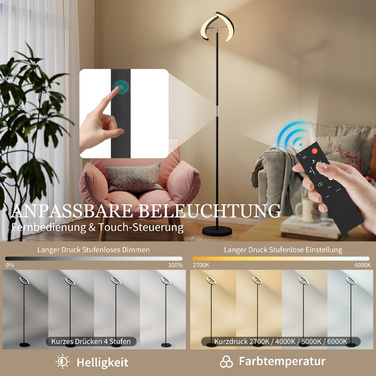 RGB Настільна лампа, з регулюванням яскравості та багатокольоровим підсвічуванням, поворотна, чорного кольору