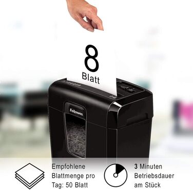 Fellowes Шредер для документів P4, чорний – Cross Cut, 15 л, знищення кредитних карт та скріпок