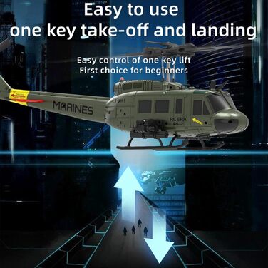 RC Гелікоптер ERA C032 UH-1 Huey, 1/48, 2.4G 6CH, Стабілізатор, Утримання висоти, Зелений