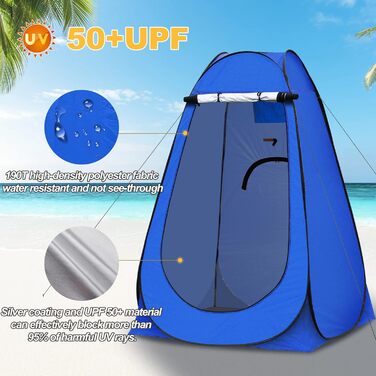 Намет для туалету CLIPOP Pop-Up, портативний, для відпочинку на природі, 150x150x190 см, блакитний